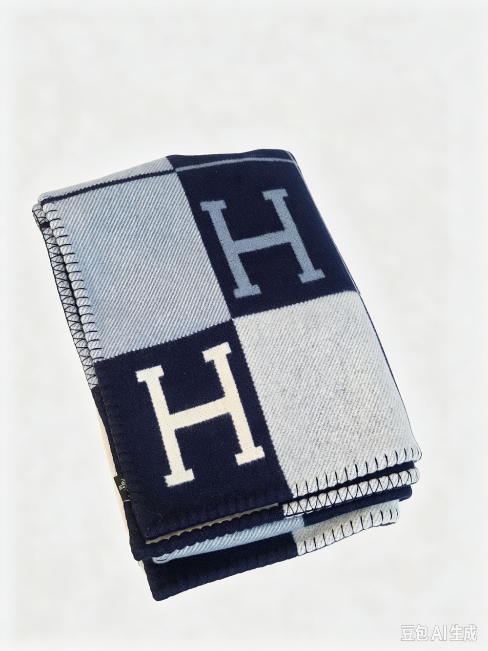 Hermès "Avalon III" Ecru and Caban Cashmere Blanket